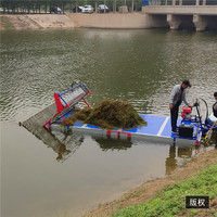 Bateau récolteur d'algues aquatiques fluviales, coupe-herbe aquatique, drague, bateau de nettoyage de pontons à vendre