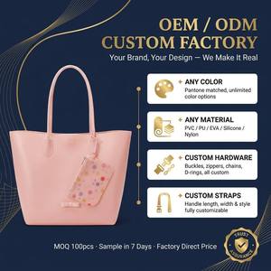 Bolso Tote <span class=keywords><strong>de</strong></span> PVC Transparente Personalizado <span class=keywords><strong>de</strong></span> Fábrica OEM 2026, Bolso <span class=keywords><strong>de</strong></span> Mano Impermeable <span class=keywords><strong>de</strong></span> Gran Capacidad para Mujer, Venta al Por Mayor - Product Image 1