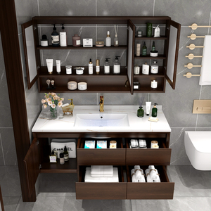 2026 Modern Washroom Furniture Set Full Table <b>Desk</b> Cabinet Panel Mirror Sink Faucet Bedroom Dining Bathroom Vanity - Product Image 4