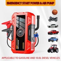 Démarreur de voiture 12V avec compresseur d'air 6000-8000mAh, kit d'outils d'urgence, booster de batterie portable multifonctionnel