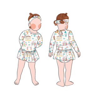 ชุดรอมเปอร์กระโปรงระบายสำหรับเด็กผู้หญิง ลายพิมพ์ตามสั่ง ผลิตจากใยโปรตีนนม พร้อมกระดุมแป๊ก รุ่น Little Glow Kid คอลเลคชั่นใหม่ - Product Image 5