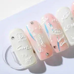 Autocollant d'ongle en Relief mince Transparent lettre bonbon 3D Alphabet