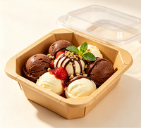 Boîte en papier kraft carrée jetable multi-usages, étanche, avec couvercle transparent, pour plats à emporter, frites, snacks, pâtes, fruits, bureau