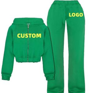 Ropa Deportiva de Alta Calidad para Mujer, Pantalones Deportivos con Capucha y Cremallera, Logotipo Personalizado, Felpa Francesa, Traje para Correr, Bordado y Apliques - Product Image 2