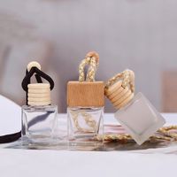 Diffuseur de désodorisant vide en verre givré pour voiture, bouteille de parfum suspendue avec bouchon en bois, vente en gros, 10ml