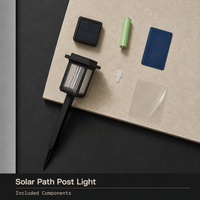 Lampe solaire de jardin noire pour les cours avant, les allées et les parterres de fleurs, LED 3000K, 10 lumens, panneau 2V/110mA, batterie Ni-MH