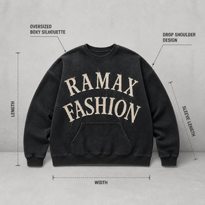 Sweat-shirt à col rond surdimensionné pour homme Ramax, imprimé lettres brodées, poche, pull en coton tricoté, streetwear, automne - Product Image 2