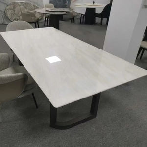 Juego de Mesa de Comedor de Mármol Blanco Pulido Cary Ice de TMZ STONE, Estilo Moderno y Lujoso, para Uso en Interiores y Exteriores, Aplicación en Hoteles - Product Image 4