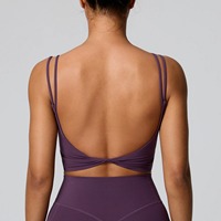Soutien-gorge de sport pour femme à maintien élevé, col en U, séchage rapide, respirant, léger, simple, bretelles doubles, pour la gym