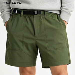 OEM Custom Men's Quick-Dry Cargo Shorts Polyester-Cotton Blend Relaxed Fit <b>Elastic</b> Waist with <b>Belt</b> Loop Summer Outdoor - Product Image 1