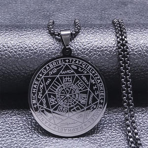 Collar <span class=keywords><strong>de</strong></span> acero inoxidable con talismanes <span class=keywords><strong>de</strong></span> siete ángeles, collar <span class=keywords><strong>de</strong></span> joyería para hombre con Talismán <span class=keywords><strong>de</strong></span> Salomón - Product Image 4