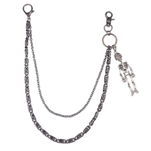 Cadena de cintura Yueli Skeleton de doble capa, aleación de zinc, estilo hip hop punk, cadena corporal de metal, unisex, para uso diario. - Product Image 5