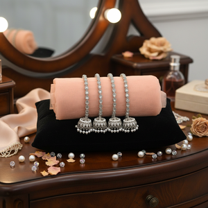 Jewelemarket Silver Plated Fashion Jewelry <b>Set</b> with <b>Crystal</b> Stone and Pearls Bangles 2.8 Size - Product Image 3
