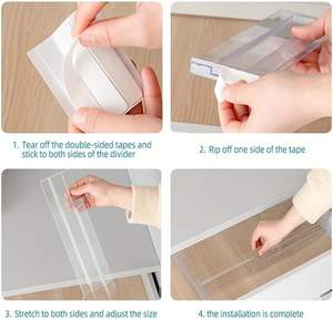 Séparateurs de tiroir ajustables en plastique transparent pour épices, couverts, ustensiles de cuisine, diviseurs extensibles pour tiroir de bureau, ustensiles, sous-vêtements - Product Image 5