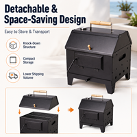 Barbecue au charbon de bois portable et détachable avec four à pizza, gril pliable pour le camping en plein air, la cour, le patio et les fêtes de plein air