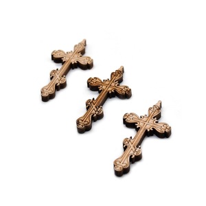 Natural Wood Color Cross Pendant 20Pcs For Necklace Making DIY Jewelry Accessories Irregular Shape - Product Image 3
