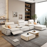 Sofá Seccional Moderno en Forma de L de Tela FZT con Respaldo Reclinable, Patas de Madera y Almacenamiento para Sala de Estar