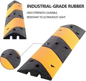 Factory Wholesale Heavy Duty 50 TON Retractable Equipment Hump Traffic Portable <b>Road</b> Rubber Speed Bump With Cable Slot - Product Image 6