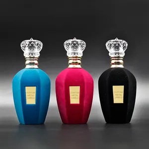 High Quality Luxury Crimp Flocking Empty Glass Bottle 50ml 100ml Perfume Bottle With Box