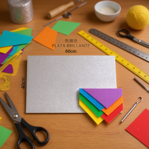 Foglio di Schiuma EVA Ilan 60x40cm Argento Brillante Glitterato Materiale per Artigianato - Product Image 3