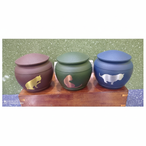 Urna de cremación de gato de aluminio, suministros funerarios, Brassworld, India - Product Image 1