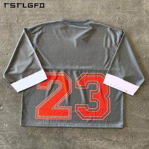 T-<span class=keywords><strong>shirt</strong></span> Homme Streetwear Personnalisé 100% Polyester Maille Oversize Coupe Boxy Crop Top Maillot de Hockey sur Glace Football T-<span class=keywords><strong>shirt</strong></span> Homme - Product Image 3