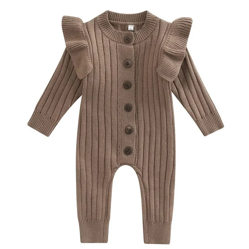 Baby Boy Girl Kids Clothes Fall Winter Buttons Clothing Baby Sweater Rompers Organic Cotton Knitted Long Sleeve Baby Jumpsuit