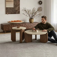 Table basse minimaliste en travertin, design traditionnel pour petits espaces, meuble de salon durable