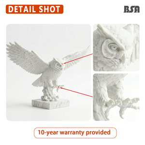 <span class=keywords><strong>Escultura</strong></span> de Búho de Mármol Blanco Natural Personalizada, Estatua de Pájaro de Piedra para Decoración de Interiores de Villas y Hoteles - Product Image 3