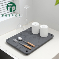 Tapis de séchage de vaisselle Super absorbant à séchage rapide tapis de séchage en pierre de Style classique à dos en Silicone antidérapant pour le comptoir de cuisine à la maison