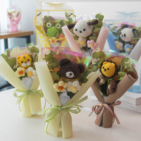 Bouquet de fleurs artificielles en laine fait main, motif feuille de tournesol, arrangement écologique pour la décoration intérieure, Fête des Mères, Fête des Enseignants