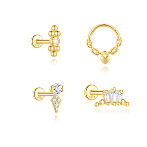 CANNER Boucles d'oreilles tendance en argent 925, design minimaliste en forme de cœur - Product Image 1