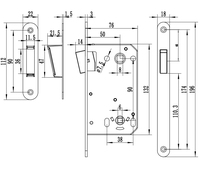 BBDHOME Serrure à mortaise magnétique silencieuse moderne 8550 9050 pour porte intérieure en fer et zinc WPC, corps de serrure antivol à clé