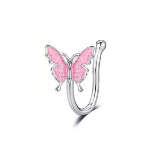 Pendientes de clip de Nariz de mariposa de acero inoxidable <span class=keywords><strong>en</strong></span> forma de C Pendientes de anillo de pecho de labios coloridos Piercing para el cuerpo Joyería para el ombligo - Product Image 5