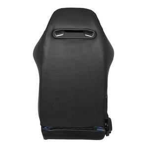 Универсальное гоночное сиденье Регулируемое черное углеродное волокно + ПВХ кожаное ведро Спортивное автомобильное сиденье - Product Image 2