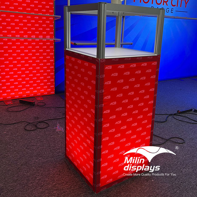 Foldable Portable Lightweight Display Racks Aluminum Frame Fabric Shelf Displays for High End Product Showcase Retail Stores