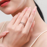 Vente flash Bague de mariage haut de gamme pour femme en argent sterling 925 à double couche avec zircon