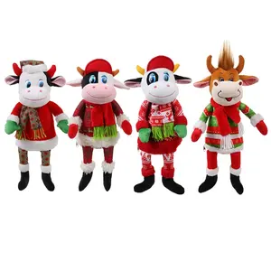 Adorable Plush Christmas Stuffed Animal Design Toy Bag Gifts Kids Cute Plush Cow Toy Cotton Bag