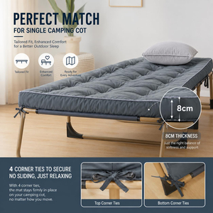 Matelas de lit de camp matelassé épaissi en gros, surmatelas portable pliable, tapis de couchage léger <span class=keywords><strong>pour</strong></span> lit de camp, <span class=keywords><strong>camping</strong></span>-<span class=keywords><strong>car</strong></span>, voyage double - Product Image 5