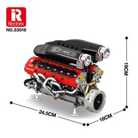 Kit de construction de moteur SP3 V8 motorisé Reobrix 33016 1240P avec moteur L et boîte à batterie, modèle mécanique de précision pour l'éducation STEM