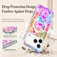 Coque magnétique scintillante double couche imprimée compatible lumière bleue IMD pour iPhone 18 Pro Max, également compatible avec iPhone 17, 16, 15, 14, 13 Pro Max