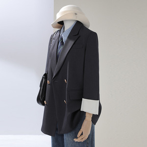 Women's Blazer Ankera Red Solid Color Polyester Worsted Anti-Wrinkle Loose Fit Spring Autumn Wear - Product Image 2