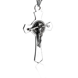 Pendentif Croix en Acier Titane Jésus-<span class=keywords><strong>Christ</strong></span>, Lettrage Huilé Biblique, Collier Gothique en Acier Inoxydable pour Homme, Vente en Gros - Product Image 6