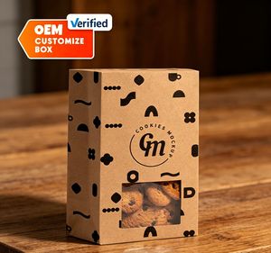 Custom Kraft Paper Bakery Box with Window Die-<b>Cut</b> Design for <b>Cookies</b> Recyclable Self-Erecting Packaging OEM Customizable - Product Image 1