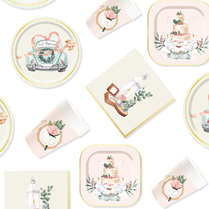 Juego de Vajilla DAMAI para Fiestas de Boda, Incluye Platos, Vasos y Servilletas de Papel para Decoración de Mesas de Boda - Product Image 2