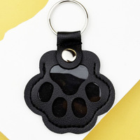 Porte-clés en cuir en forme de patte d'ours multicolore, pendentif pour sac, petit rangement pour les poils d'animaux (chats, chiens), mini sac en cuir, porte-clés