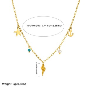 Stainless Steel Necklace With Starfish Anchor Conch Pendant Themed Charms Fashion Jewelry For Women - Product Image 3