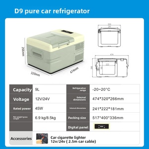 Refrigerador Portátil D9 9L de Doble Uso con Compresor Pequeño, Sistema de 12V/24V para Hogar, Auto y Exteriores - Product Image 2