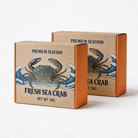 Boîte à crabe en carton ondulé kraft avec logo personnalisé, robuste, étanche, de qualité alimentaire, pour emballage à emporter, vente en gros