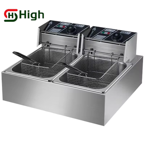 Freidora Eléctrica Comercial de Acero Inoxidable de 6L+6L con <span class=keywords><strong>2</strong></span> Canastas para Papas Fritas, Gran Venta - Product Image 2